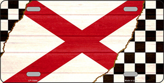 Alabama Racing Flag Novelty Metal License Plate