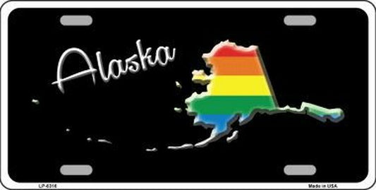 Alaska Rainbow Metal Novelty License Plate Tag