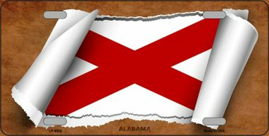 Alabama Flag Scroll Novelty Metal License Plate