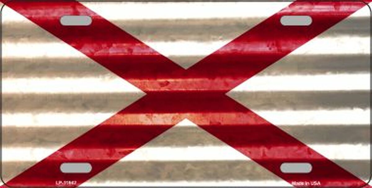 Alabama Corrugated Flag Novelty License Plate Tag