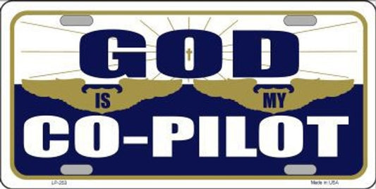 God Is My Co-Pilot License Plate Style Sign