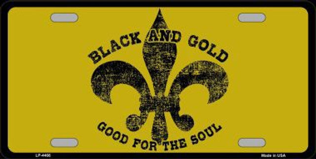 Saints Fleur De Lis Black Gold Novelty License Plate