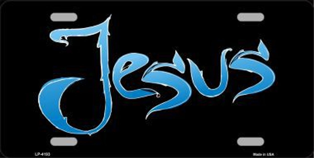 JESUS Blue Modern Script Christian License Plate