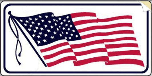 American Flag Waving White Novelty Bumper Sticker