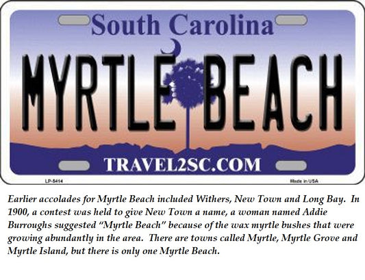 Myrtle Beach South Carolina Metal Replica License Plate Style Sign