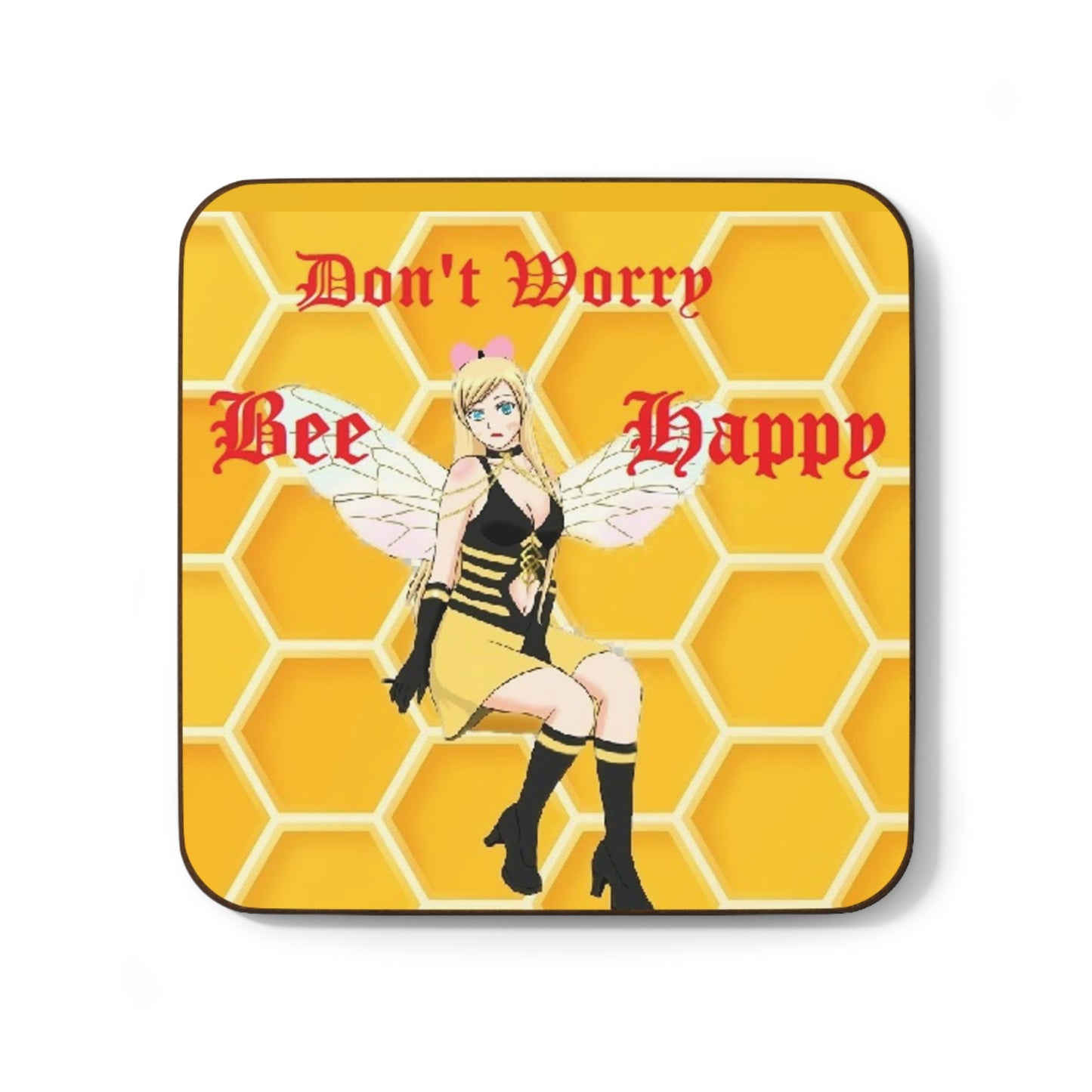 Dont Worry Bee Happy Hardboard Back Coaster