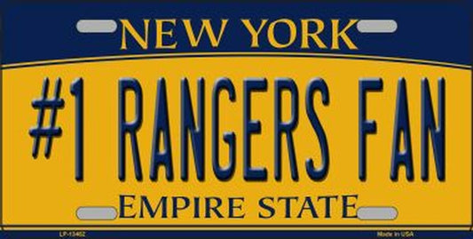 Number One Rangers Fan Metal License Plate
