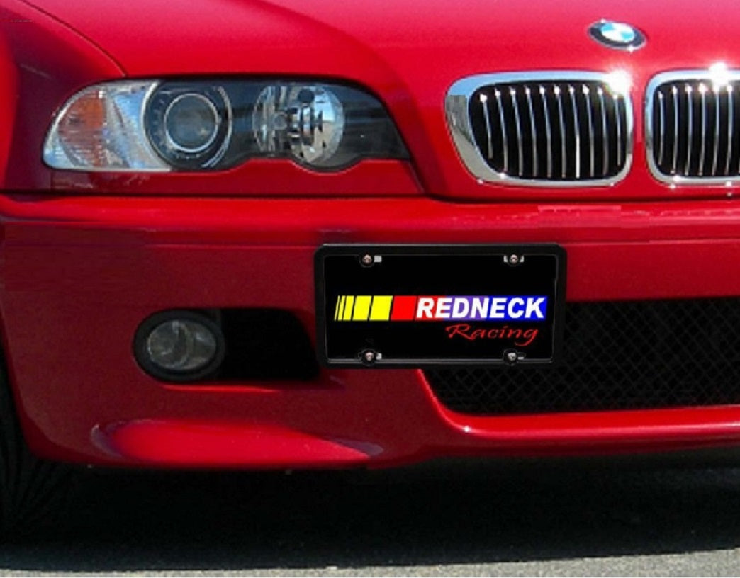 Redneck Racing Plate Mounted On Vehicle