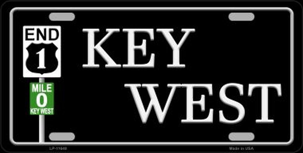 Key West Florida The End Novelty Metal License Plate Style Sign