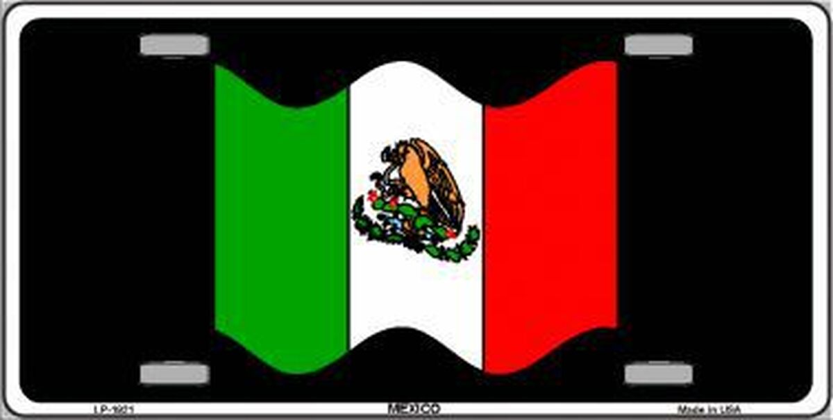 Mexico Waving Flag Metal Novelty License Plate