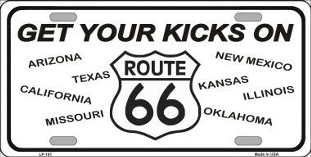 Get Your Kicks On Route 66 License Plate