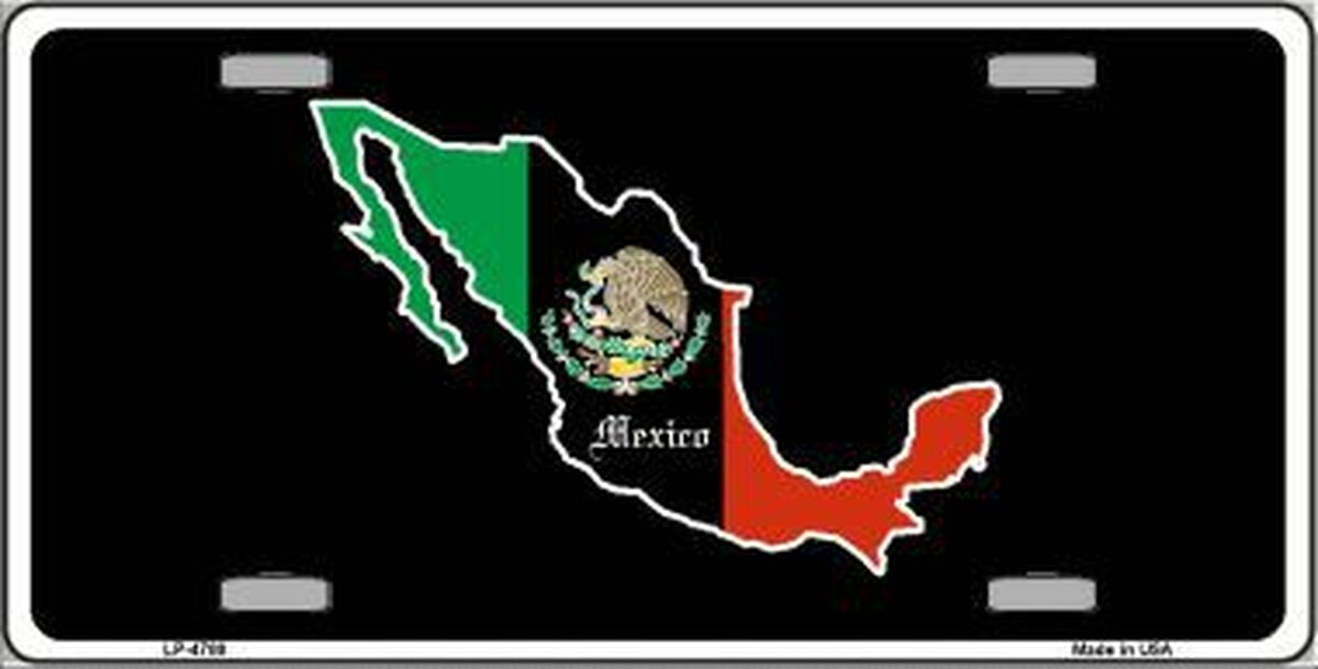 Mexico Flag - Map Metal Novelty License Plate