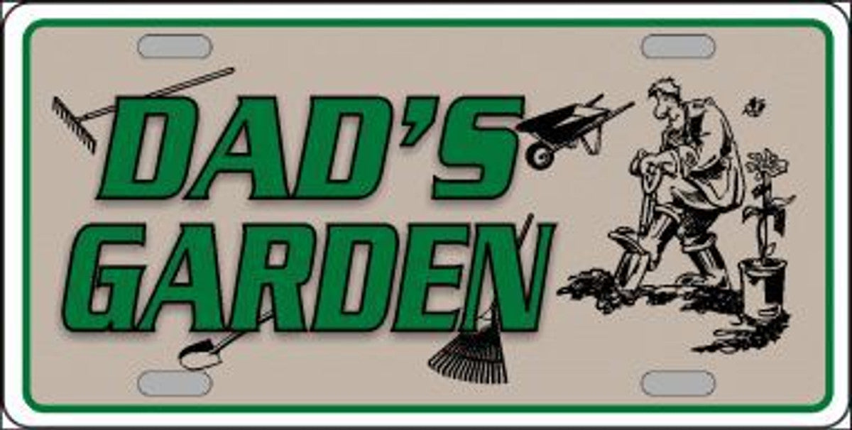 Dads Garden Metal License Plate Style Sign