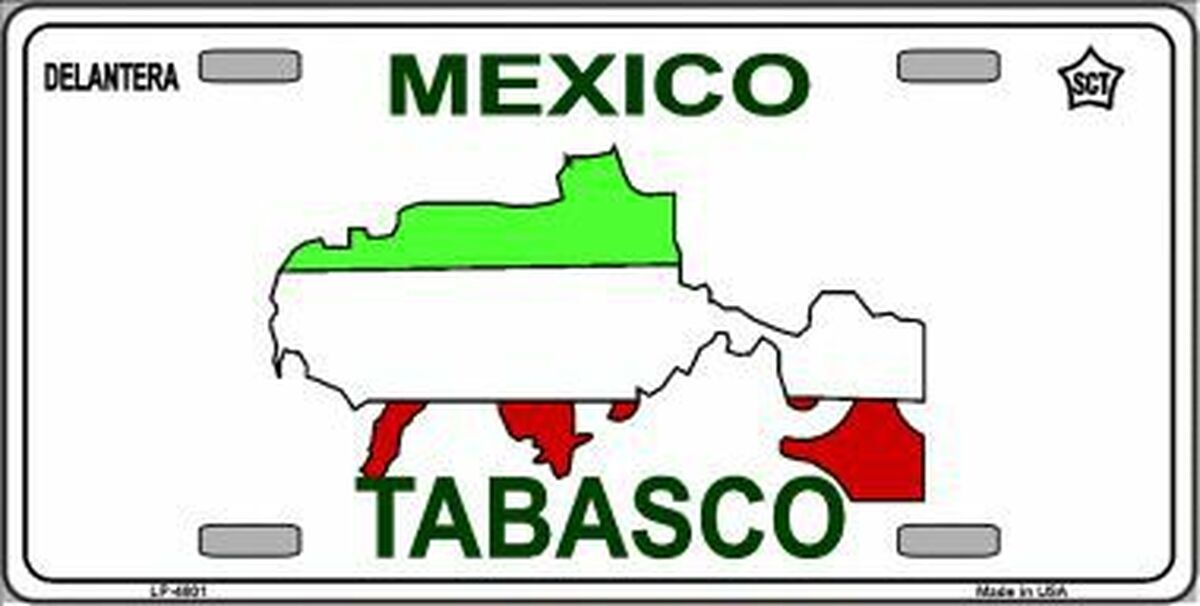 Tabasco Mexico Novelty Metal License Plate