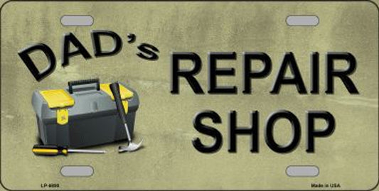 Dads Repair Shop Metal License Plate Style Sign