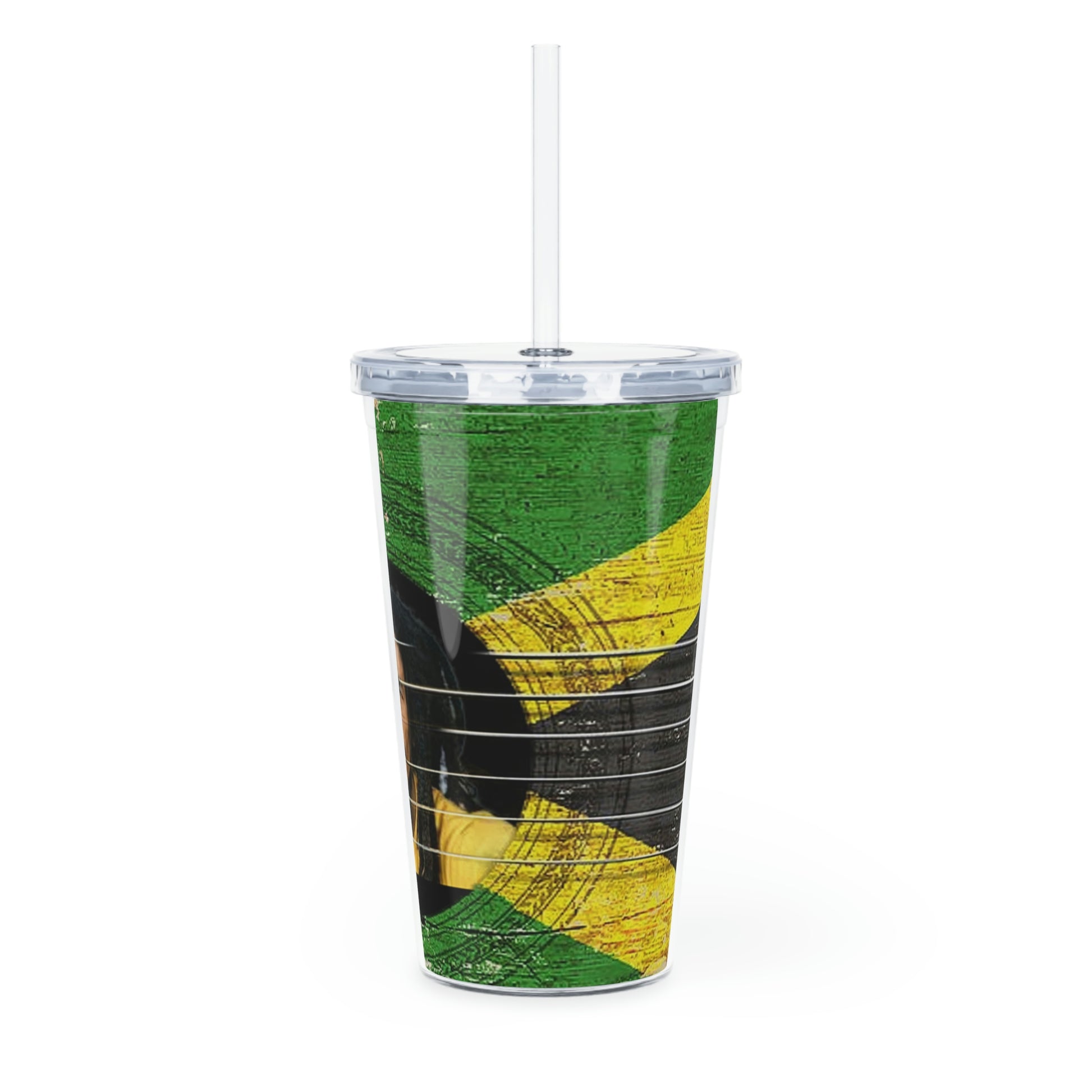 Bob Marley In A Guitar Plastic Tumbler with Straw Side View