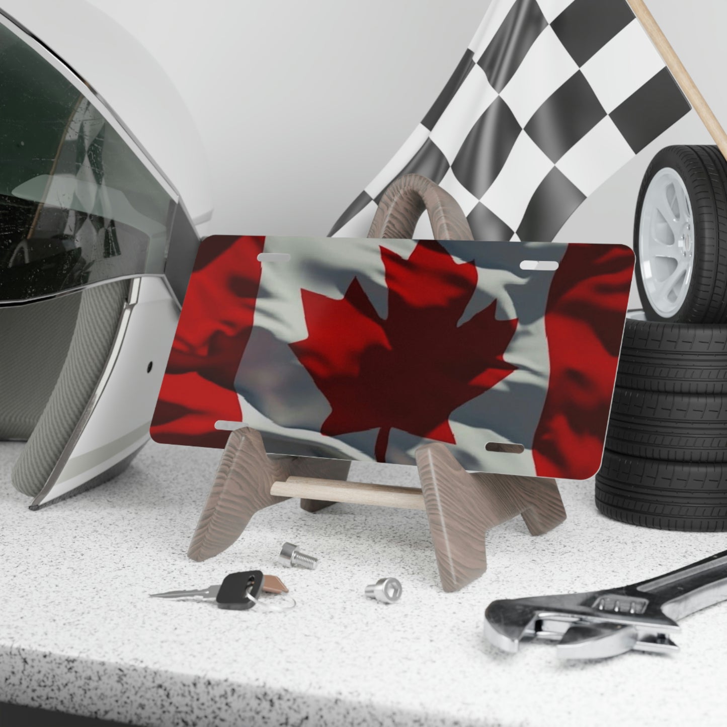 Waving Canadian Flag Vanity License Plate