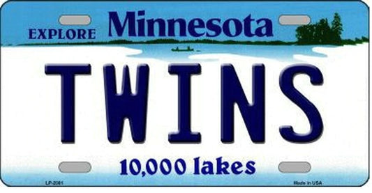 Twins Baseball Minnesota State Background Metal License Plate