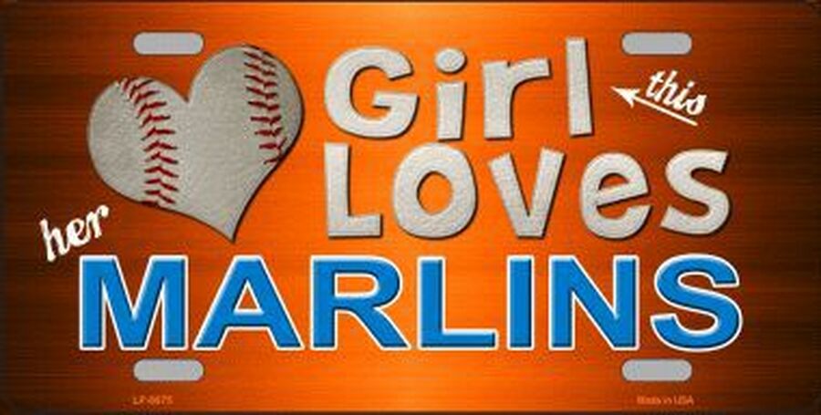This Girl Loves Her Marlins Metal Novelty License Plate