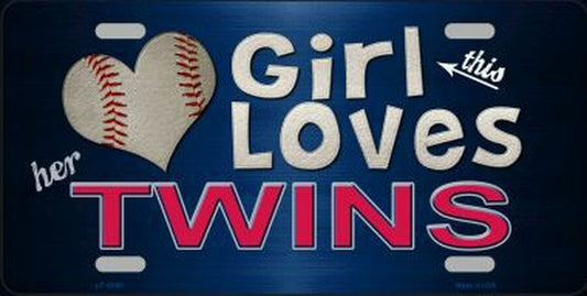 This Girl Loves Her Twins Metal License Plate