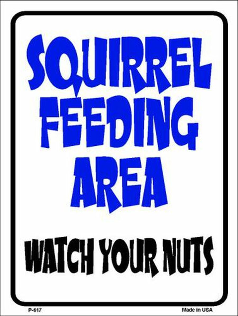 Squirrel Feeding Area Metal Novelty Parking Sign