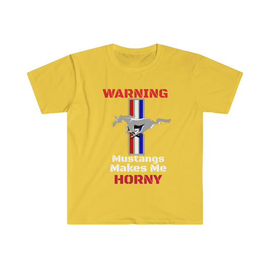 Yellow Mustangs Make Me Horny Unisex Softstyle T-Shirt