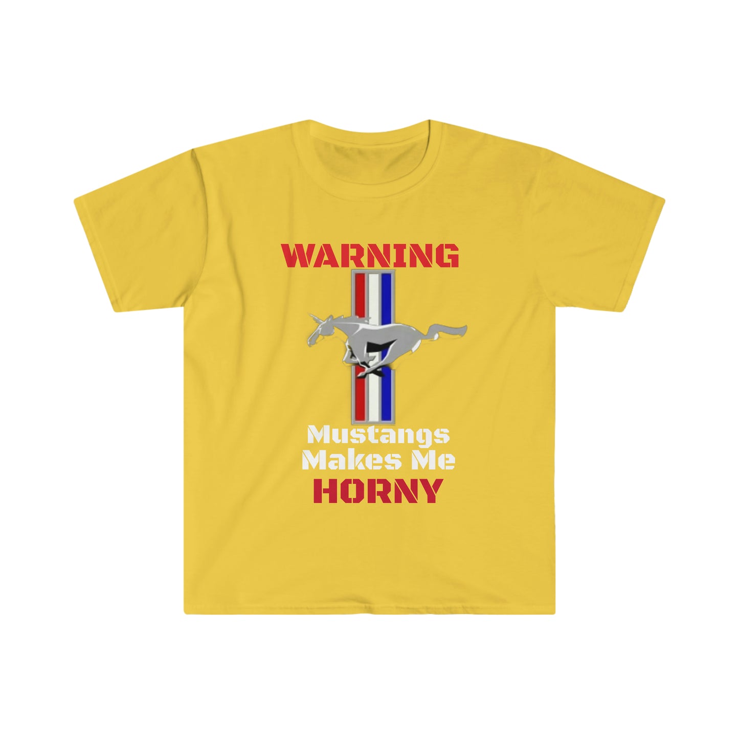 Yellow Mustangs Make Me Horny Unisex Softstyle T-Shirt