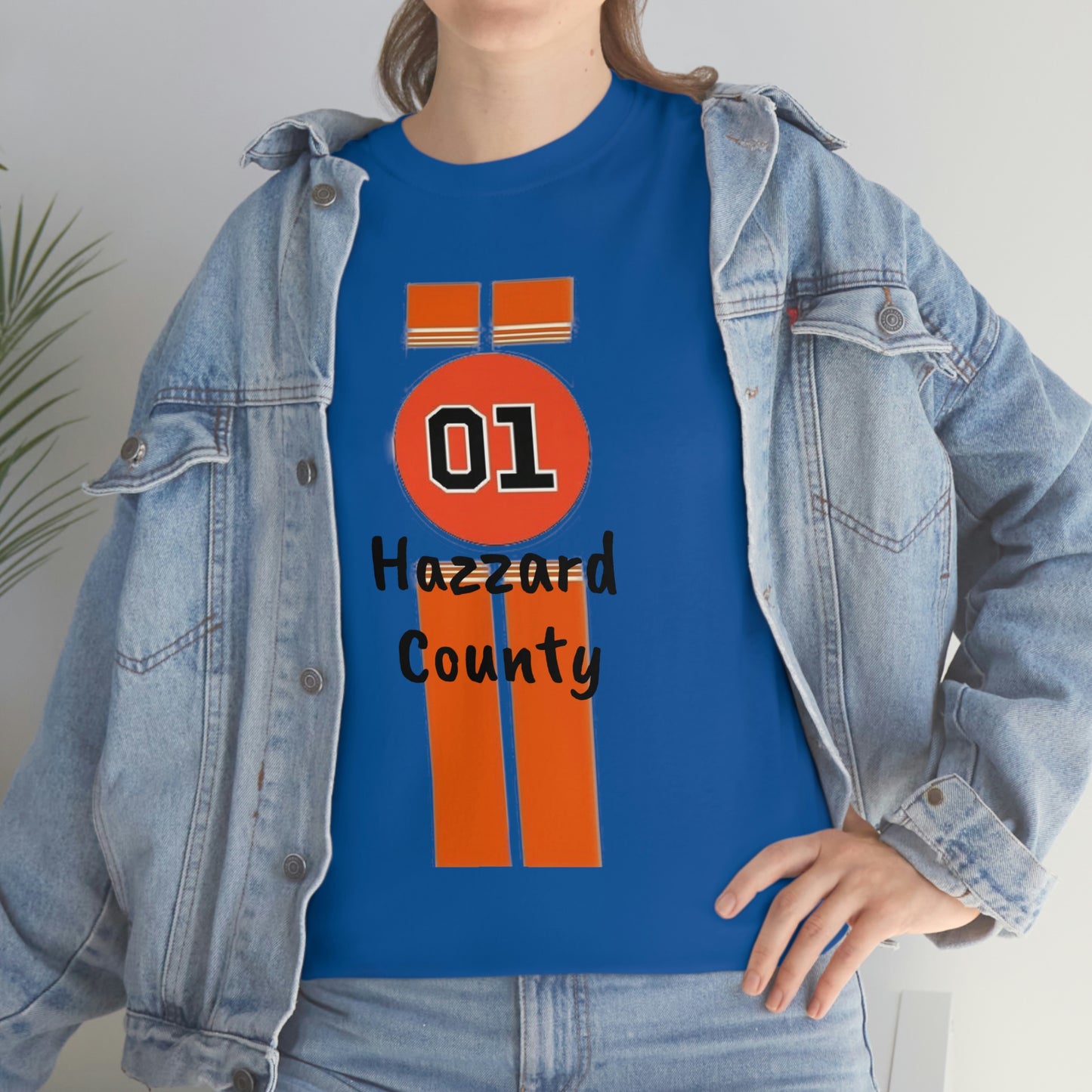 Hazzard County General Lee Racing Stripes Heavy Cotton Tee