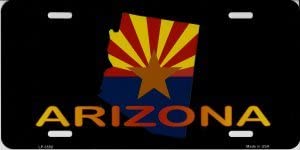 Arizona with State Flag Metal License Plate