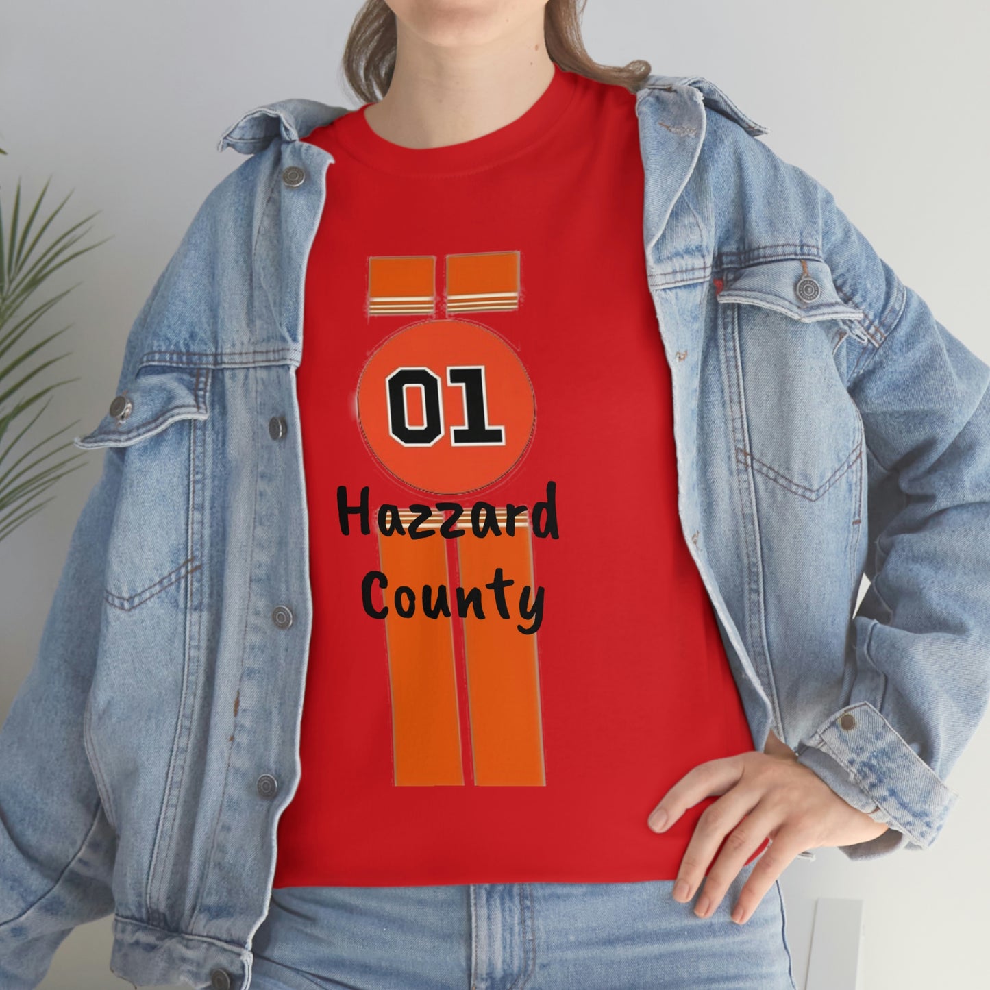 Hazzard County General Lee Racing Stripes Heavy Cotton Tee