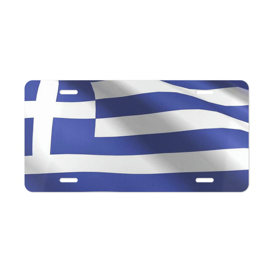 Waving Greek Flag Vanity License Plate