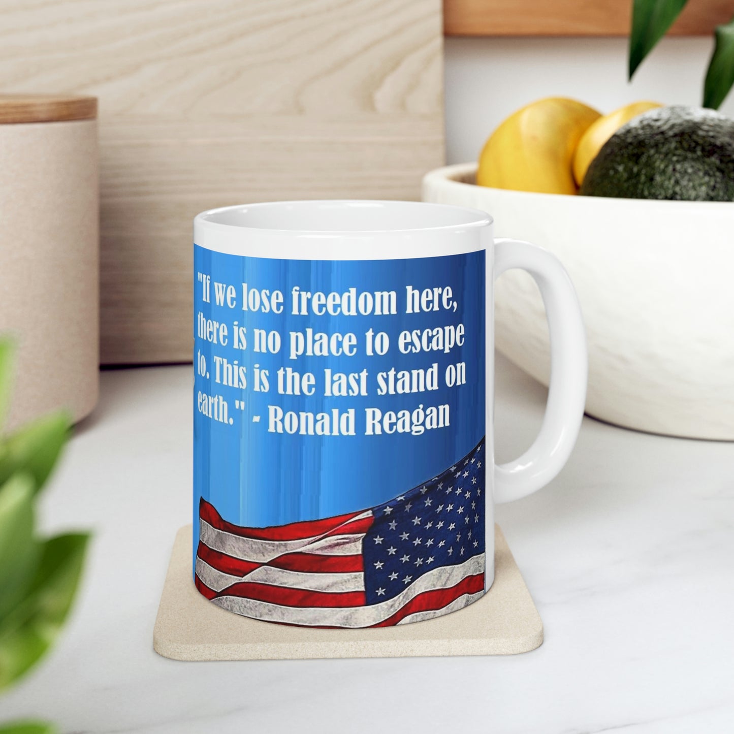 Right Side In Context View Ronald Reagan Collection Ceramic Mug 11oz - Freedoms Last Stand