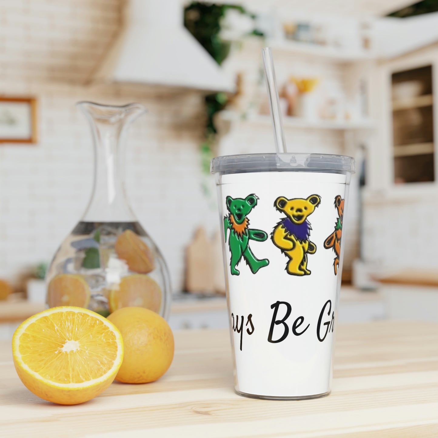 In Kitchen Grateful Marching Bears Plastic Tumbler with Straw