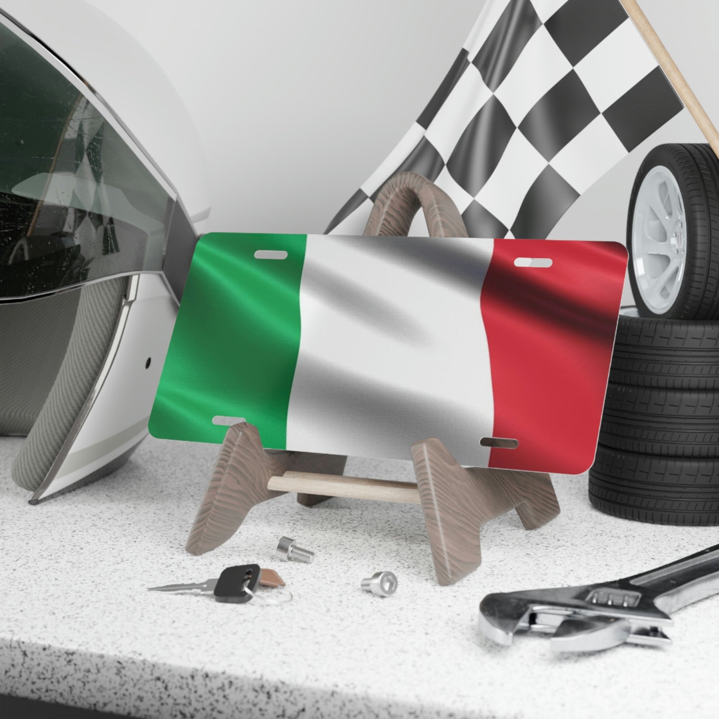 Waving Italian Flag Vanity License Plate