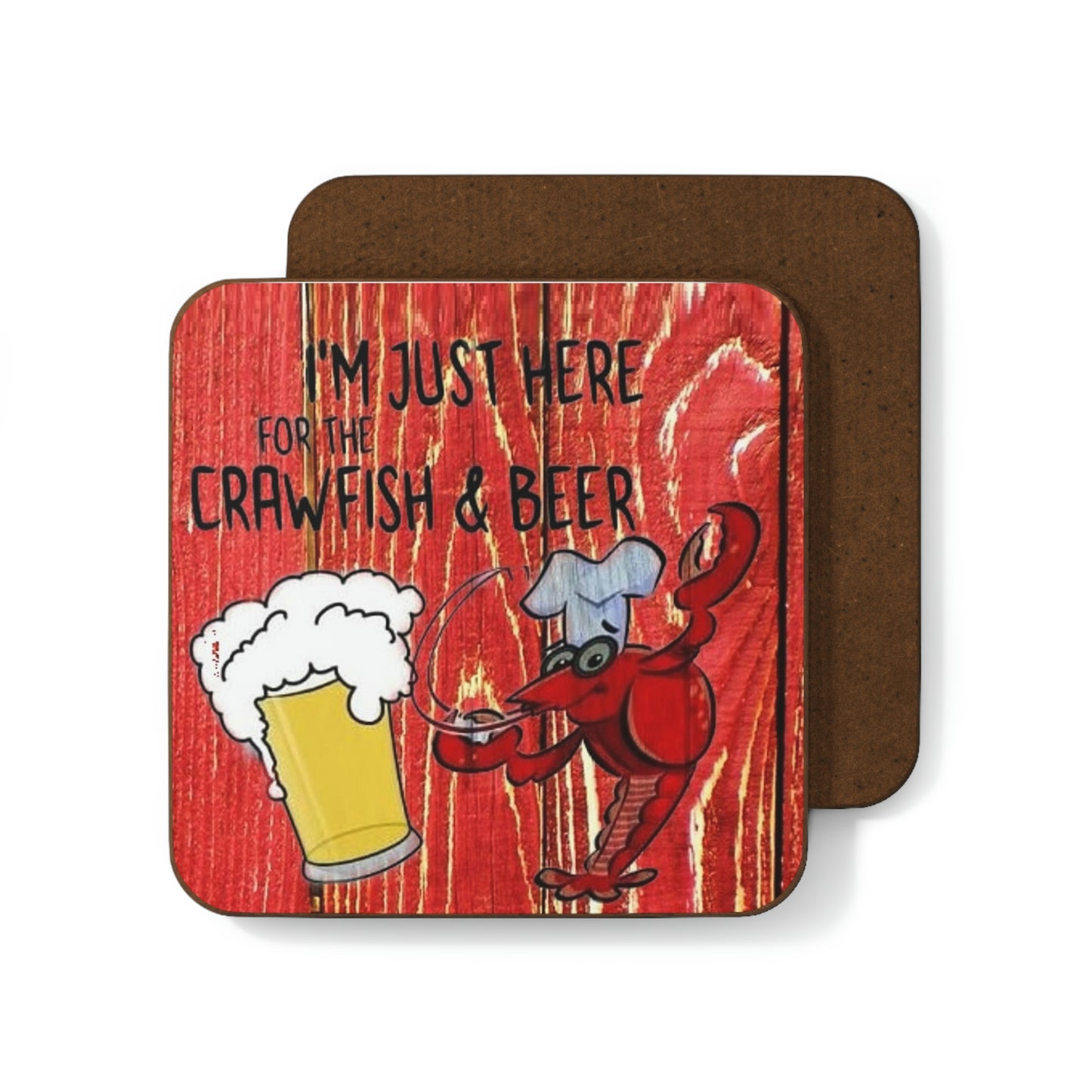 Crawfish and Beer Hardboard Back Coaster