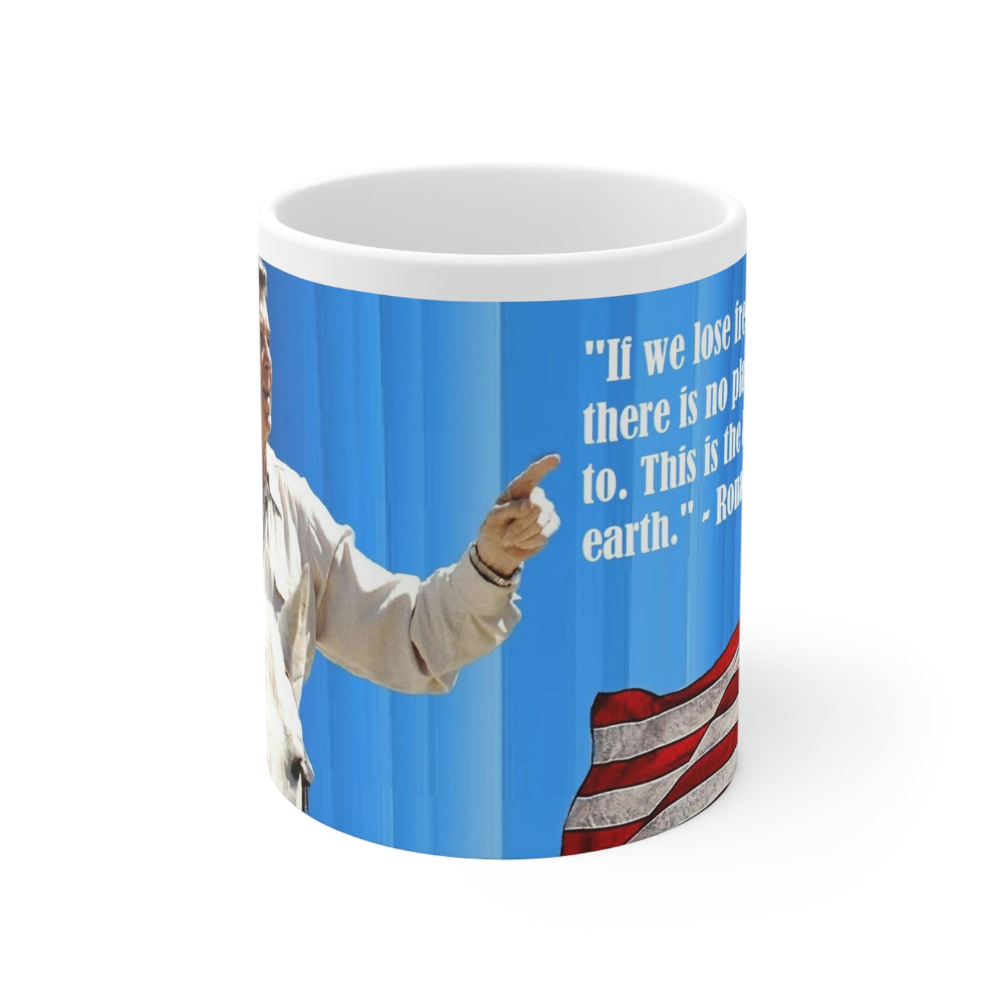 Front View Ronald Reagan Collection Ceramic Mug 11oz - Freedoms Last Stand