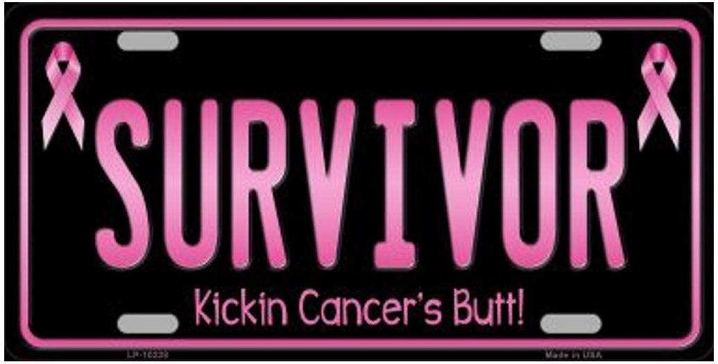 Survivor Kicking Cancers Butt License Plate Tag