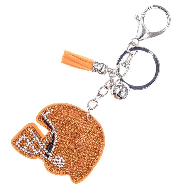 Orange Football Helmet Keychain