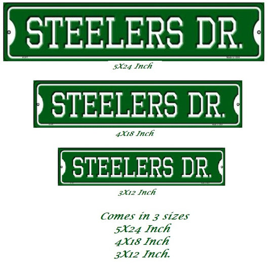 Steelers Drive Sign Size Chart