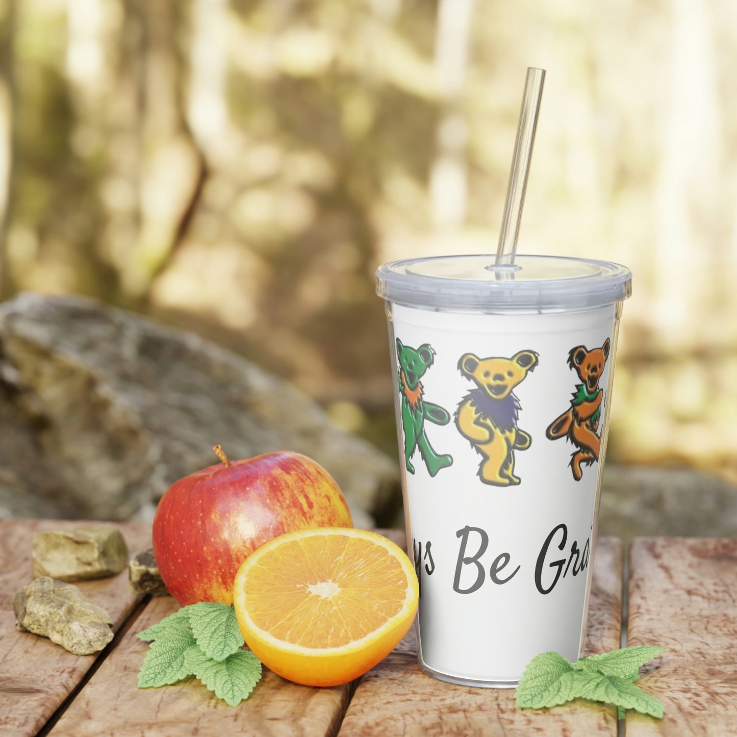 In Context Grateful Marching Bears Plastic Tumbler with Straw