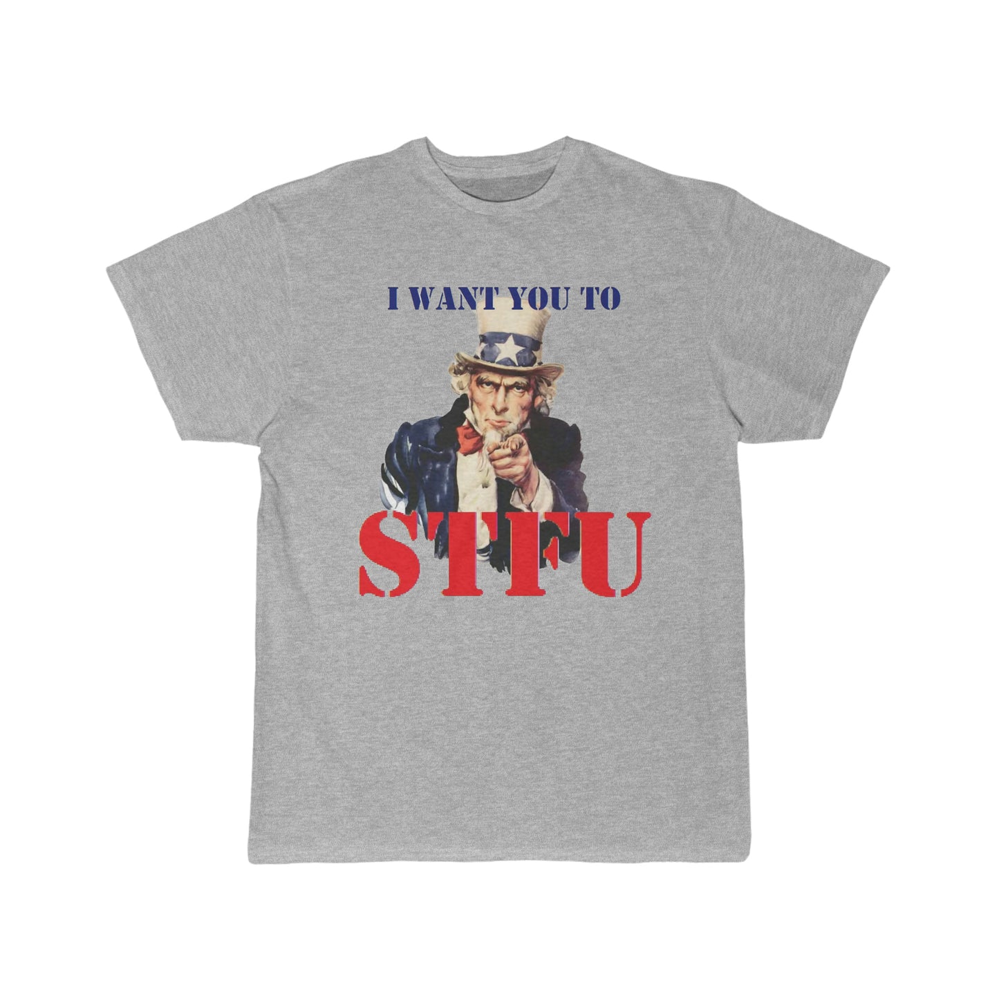 Uncle Sam STFU Men's Short Sleeve Tee Gray