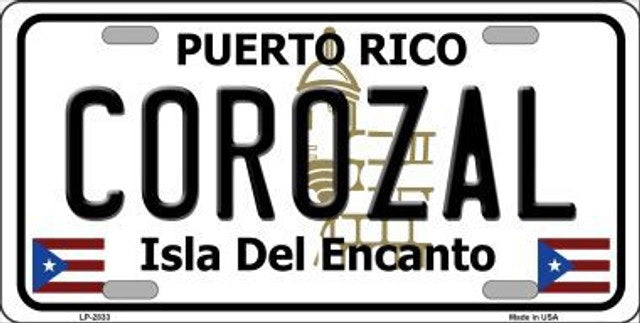 Corozal Puerto Rico Metal License Plate
