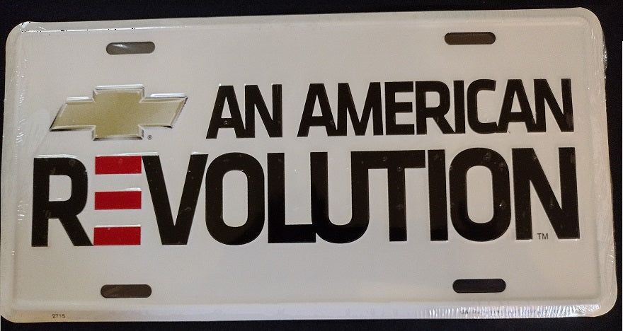 An American Revolution Chevrolet All Metal Weather & UV Resistant License Plate