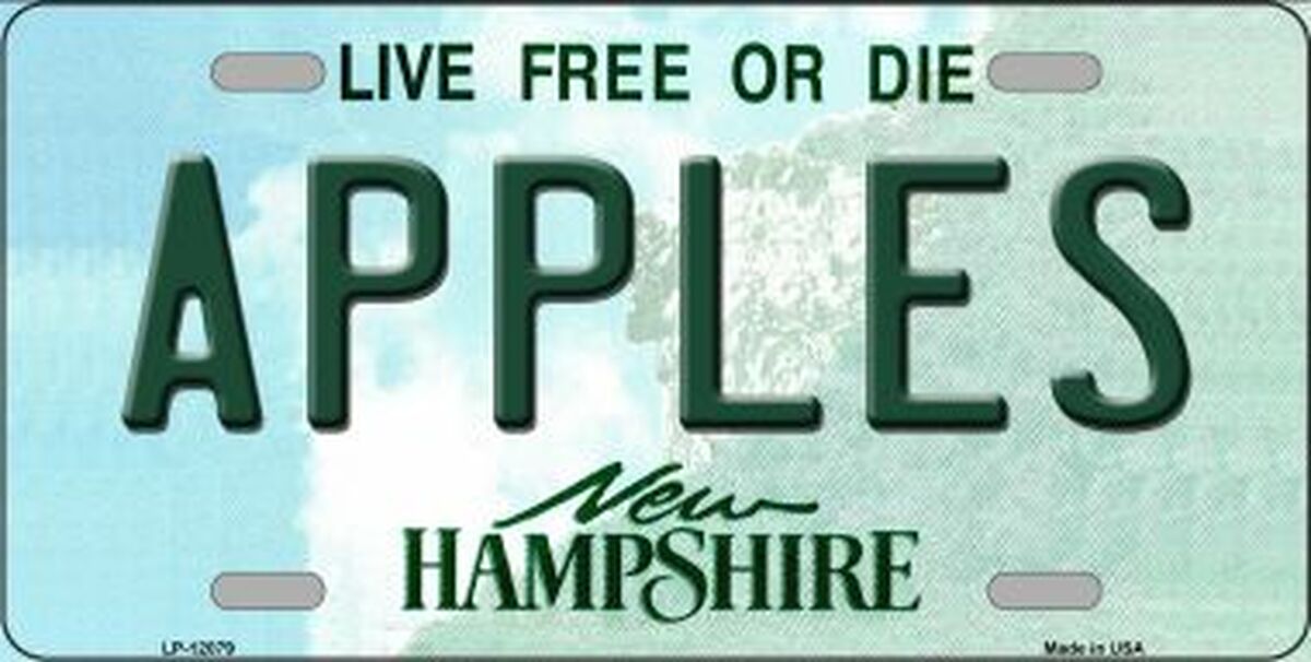 Apples New Hampshire State Novelty Metal License Plate Tag