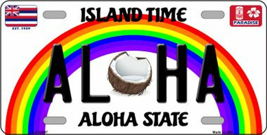 Aloha Coconut Novelty Metal License Plate Tag