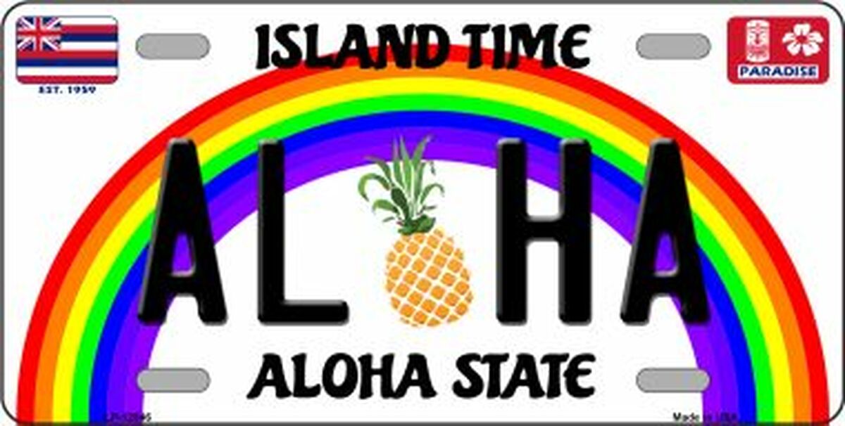 Aloha Pineapple Novelty Metal License Plate