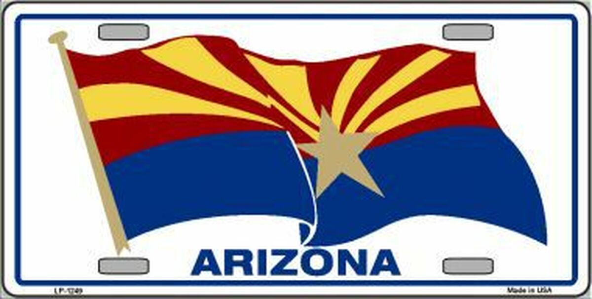 Arizona Waving Flag Novelty Metal License Plate