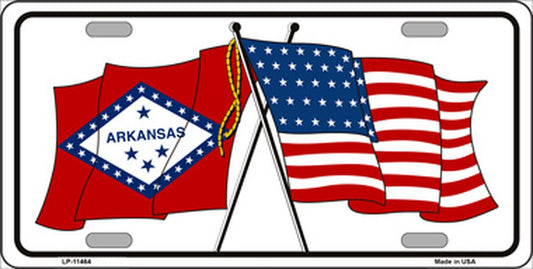 Arkansas Crossed US Flag License Plate
