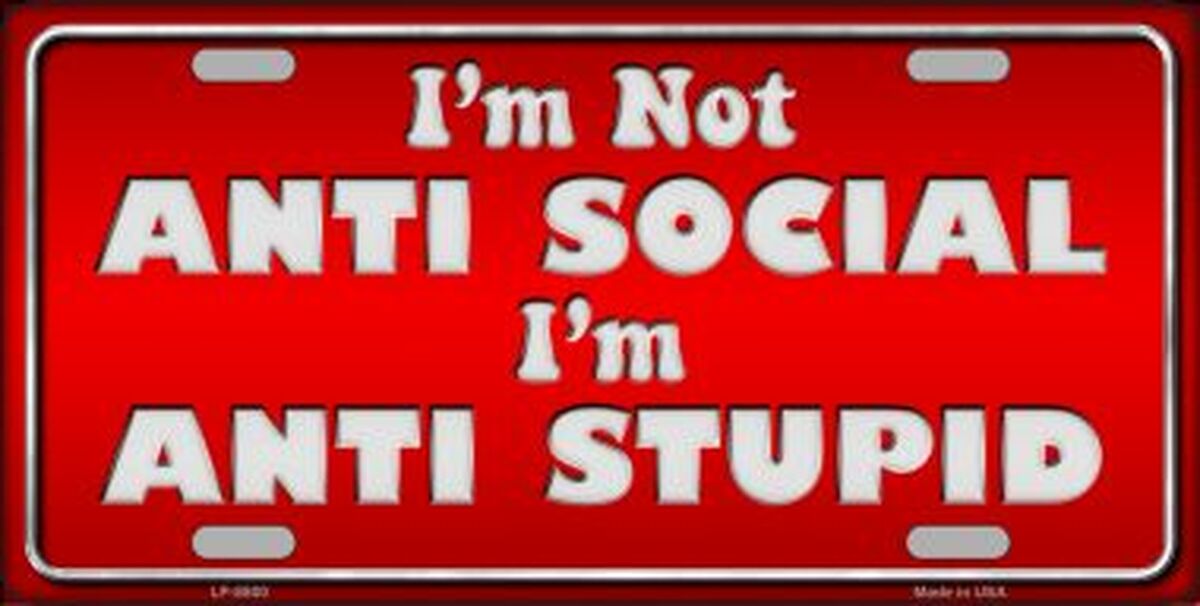 Anti Social Anti Stupid License Plate