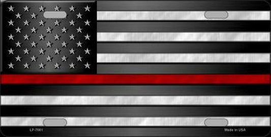 American Flag Thin Red Line Novelty Metal License Plate